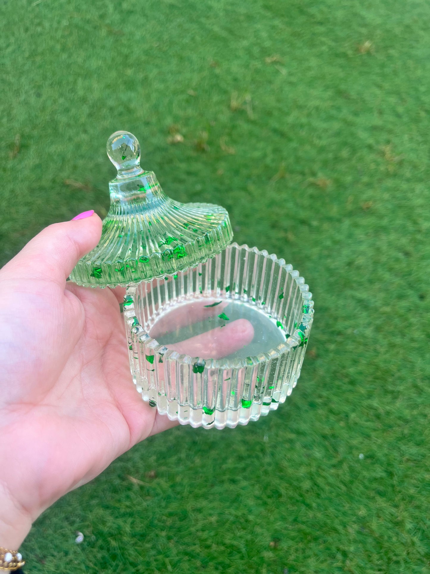 Boîte à bijoux feuille verte