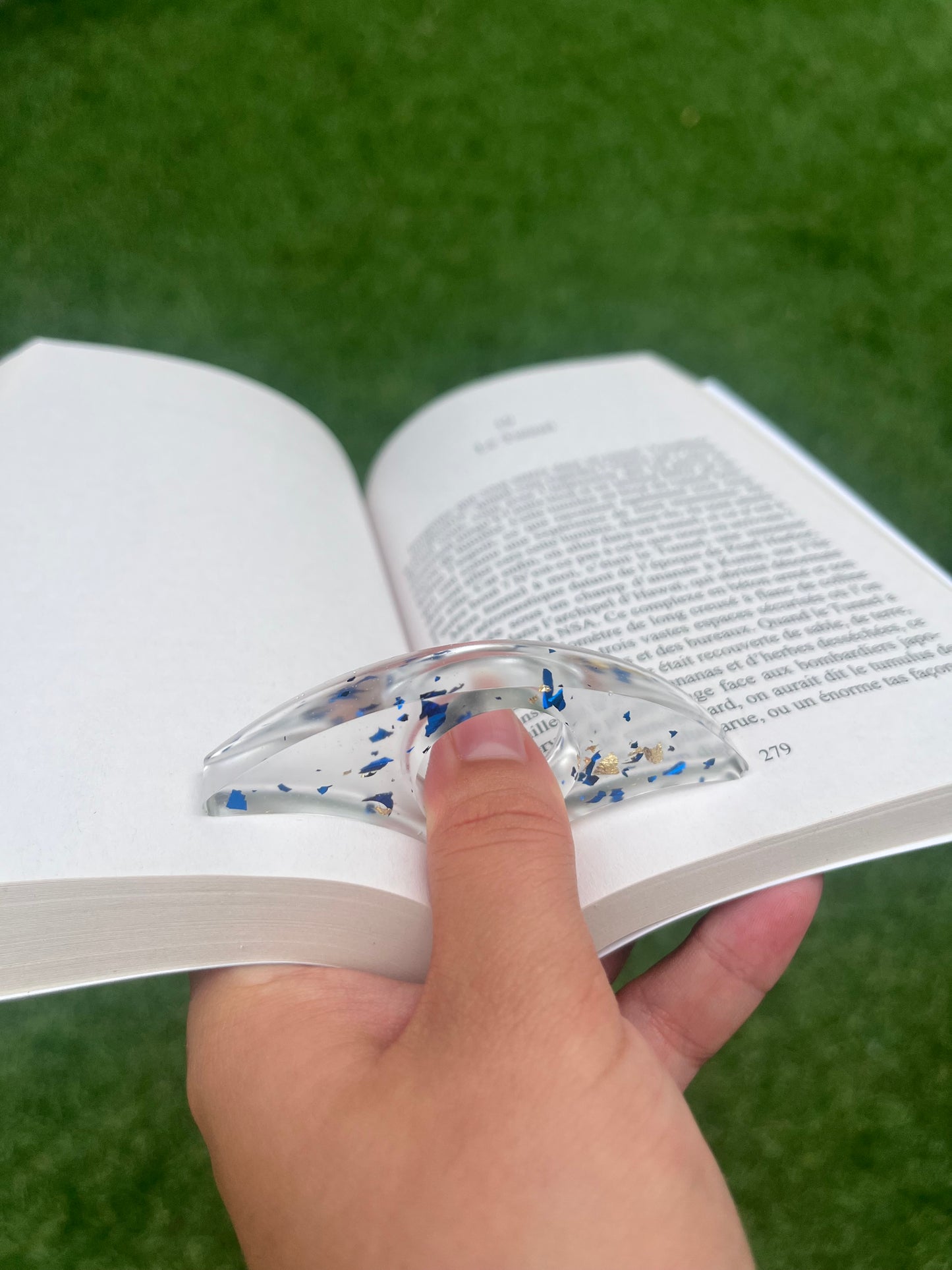 Bague de lecture bleu et or