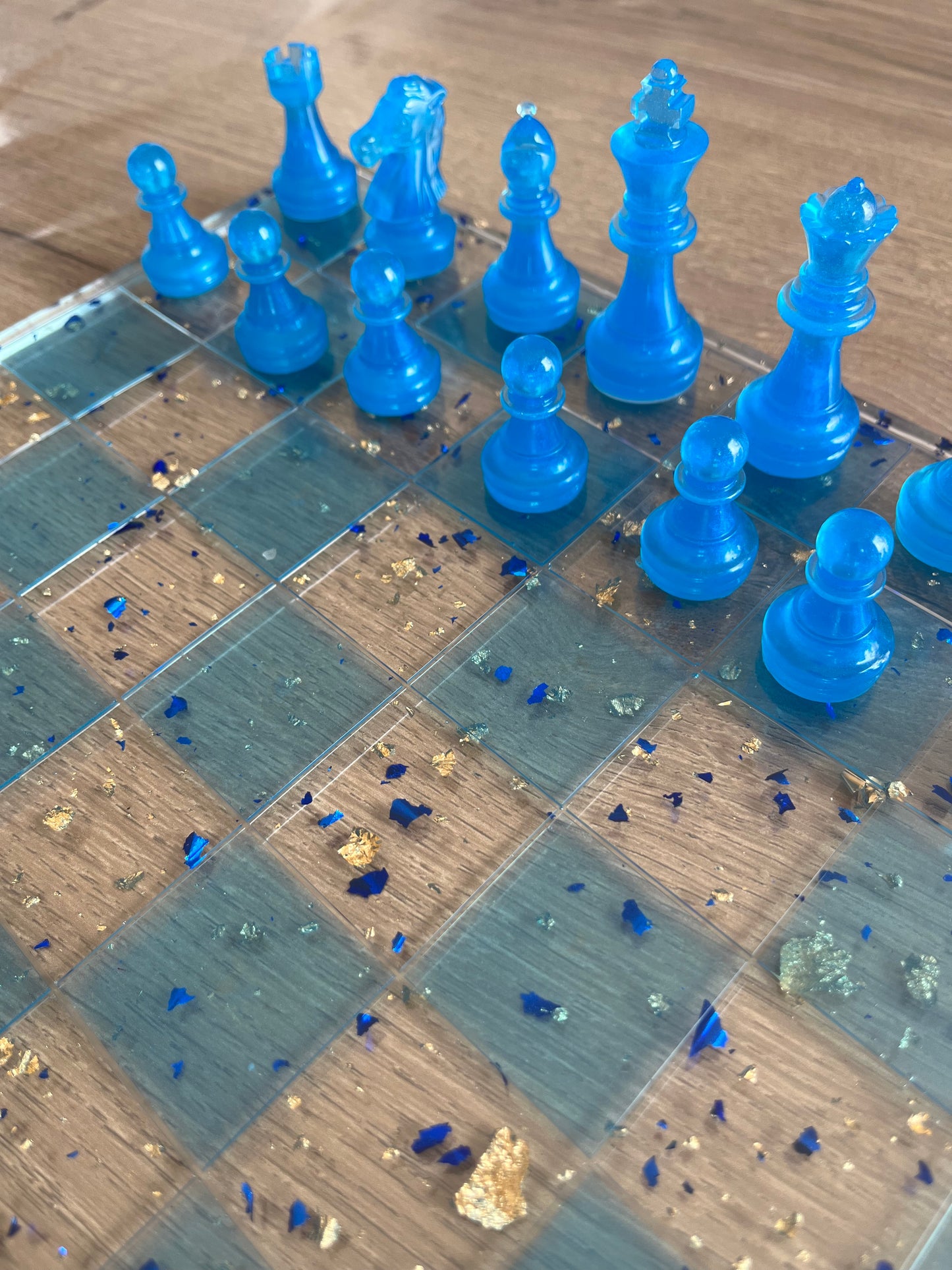 Jeu d’échec bleu clair