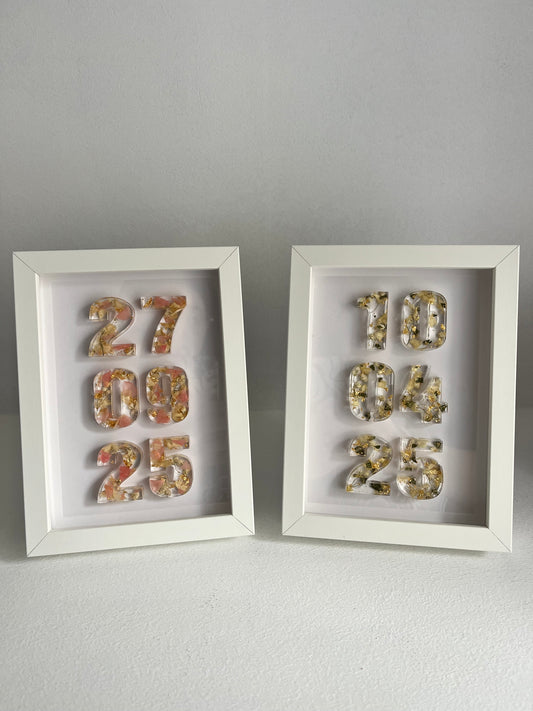 Cadre date fleurs séchées