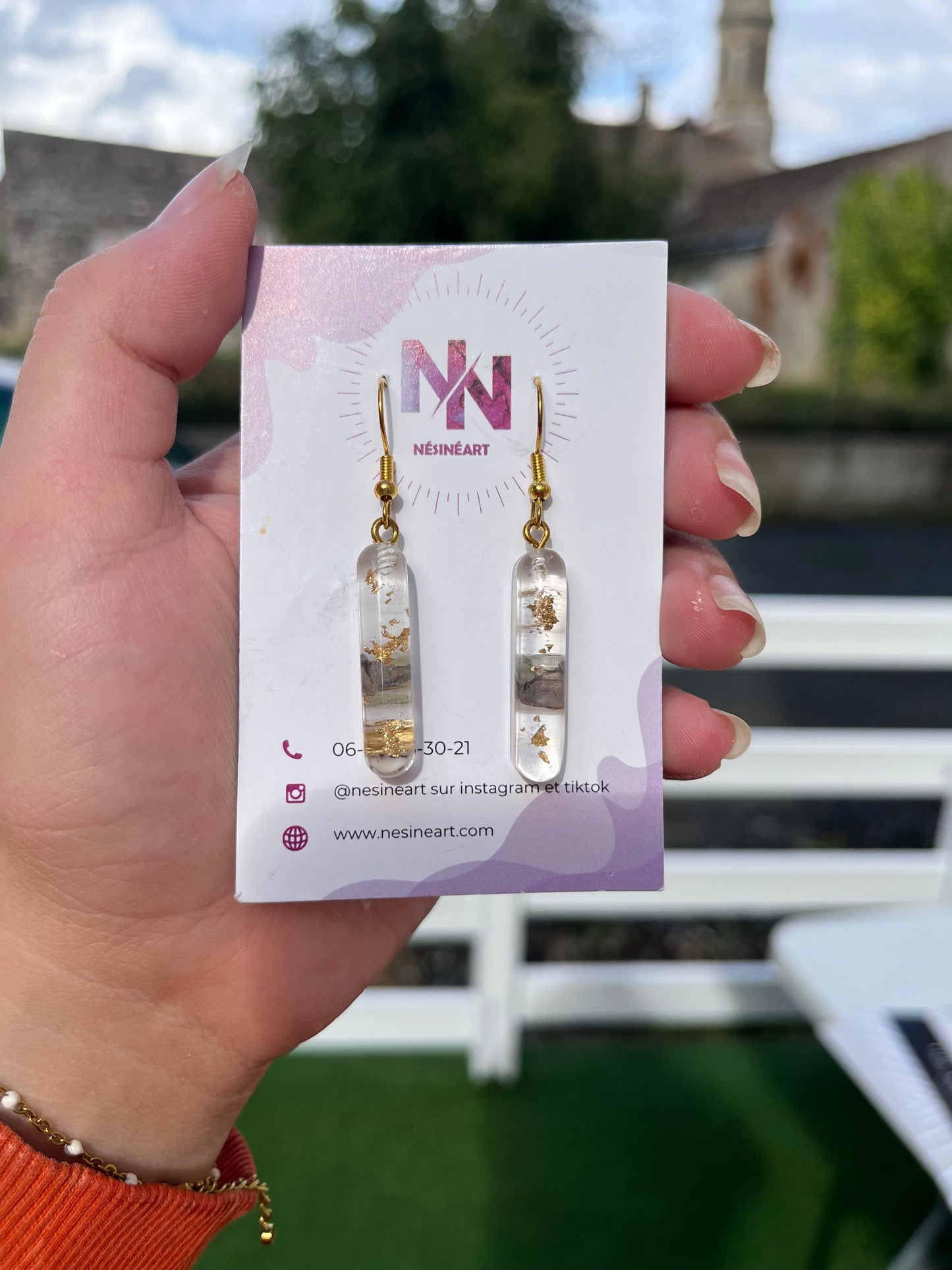Boucle d’oreille fleurs séchées modèle « allondie »