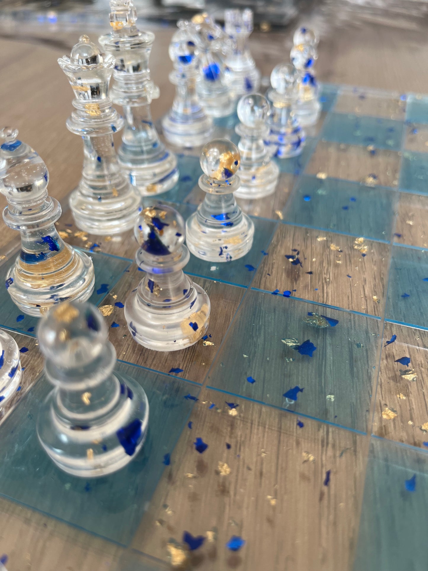 Jeu d’échec bleu clair