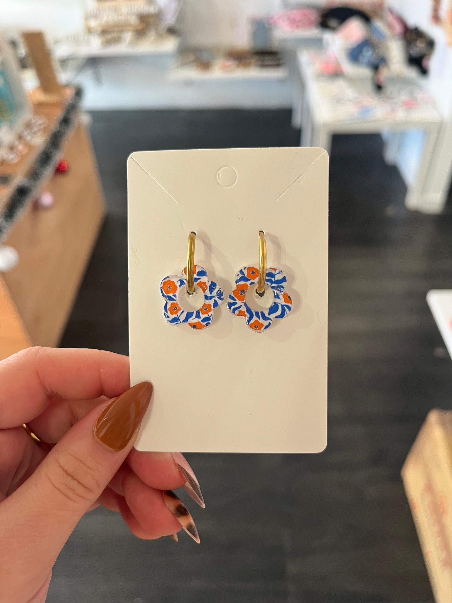 Pampille motif orange bleu