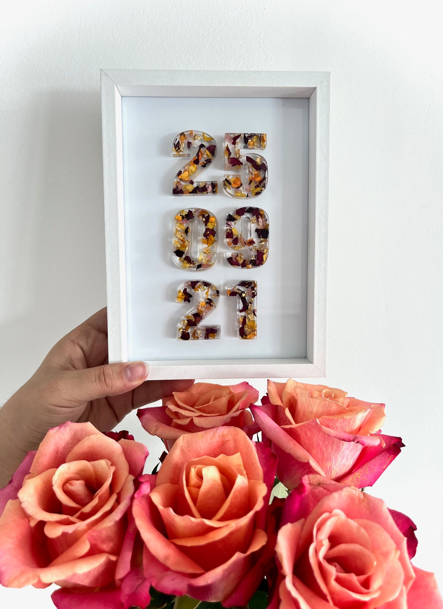 Cadre date fleurs séchées