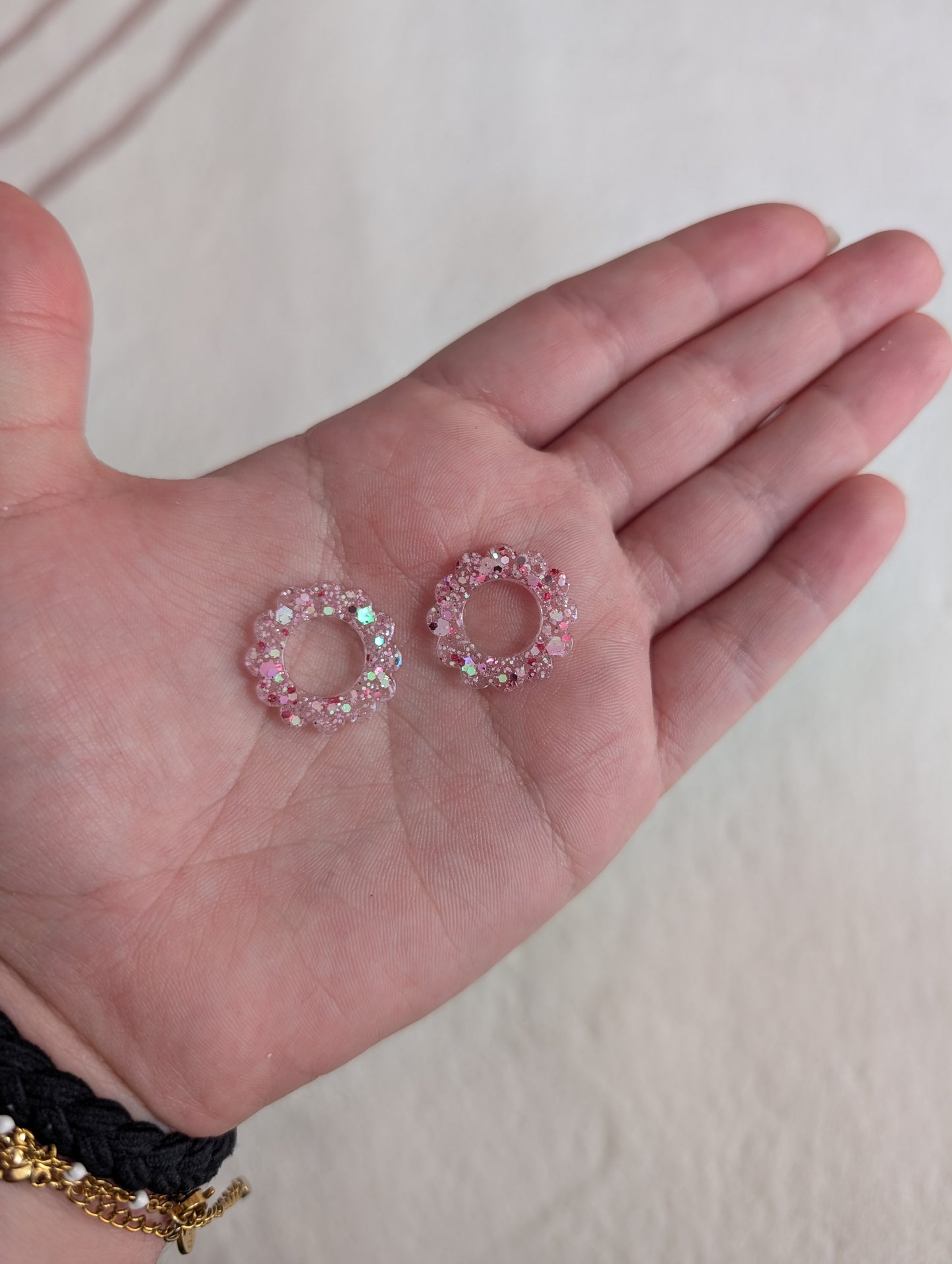 Pampille bulle rose à paillettes