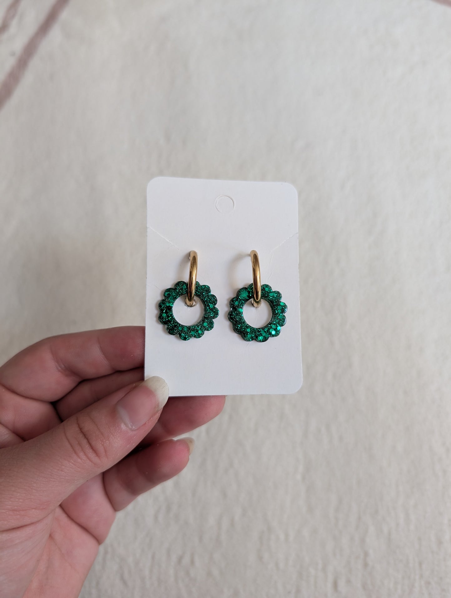 Pampille verte à paillettes