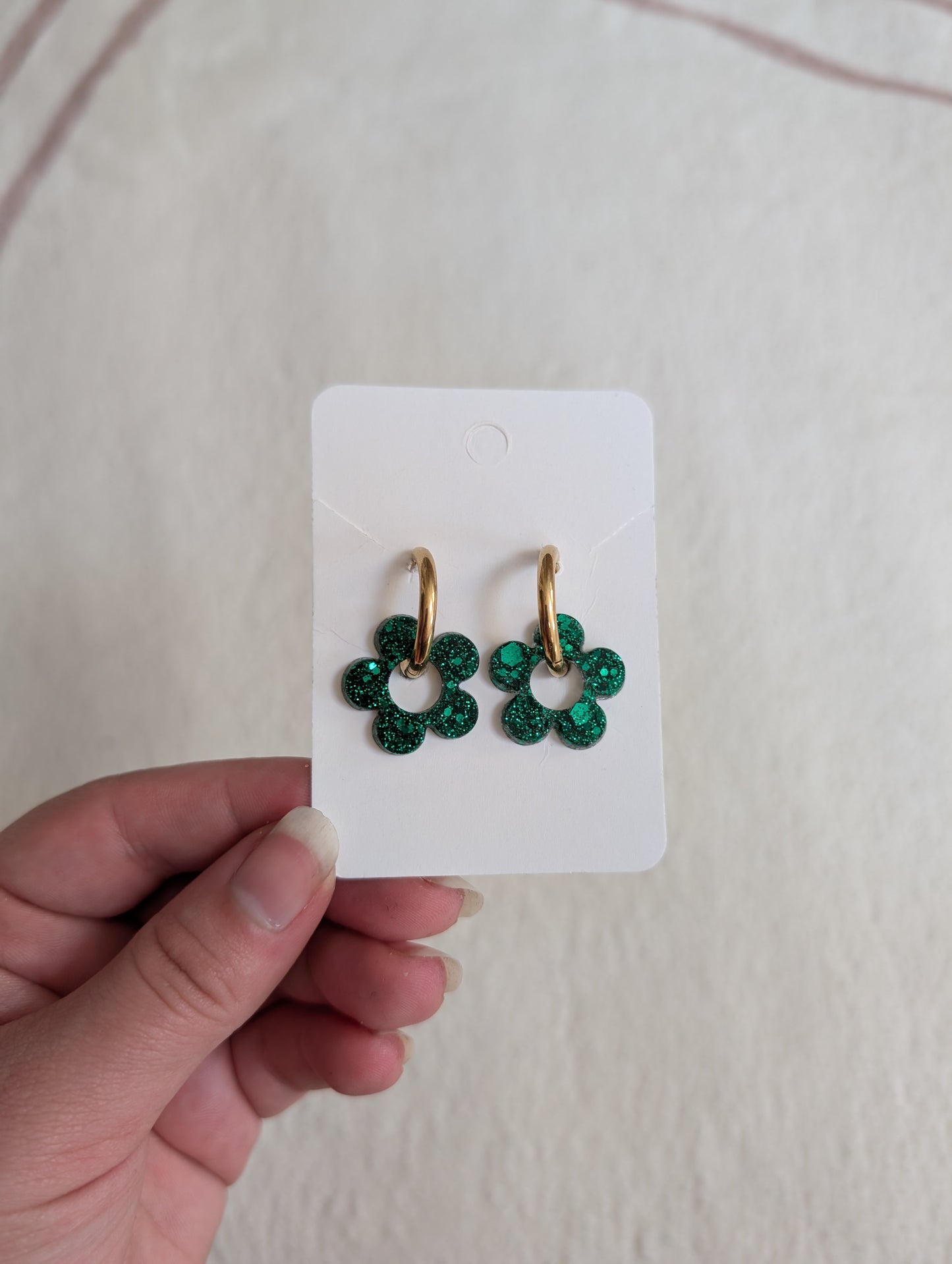 Pampille verte à paillettes