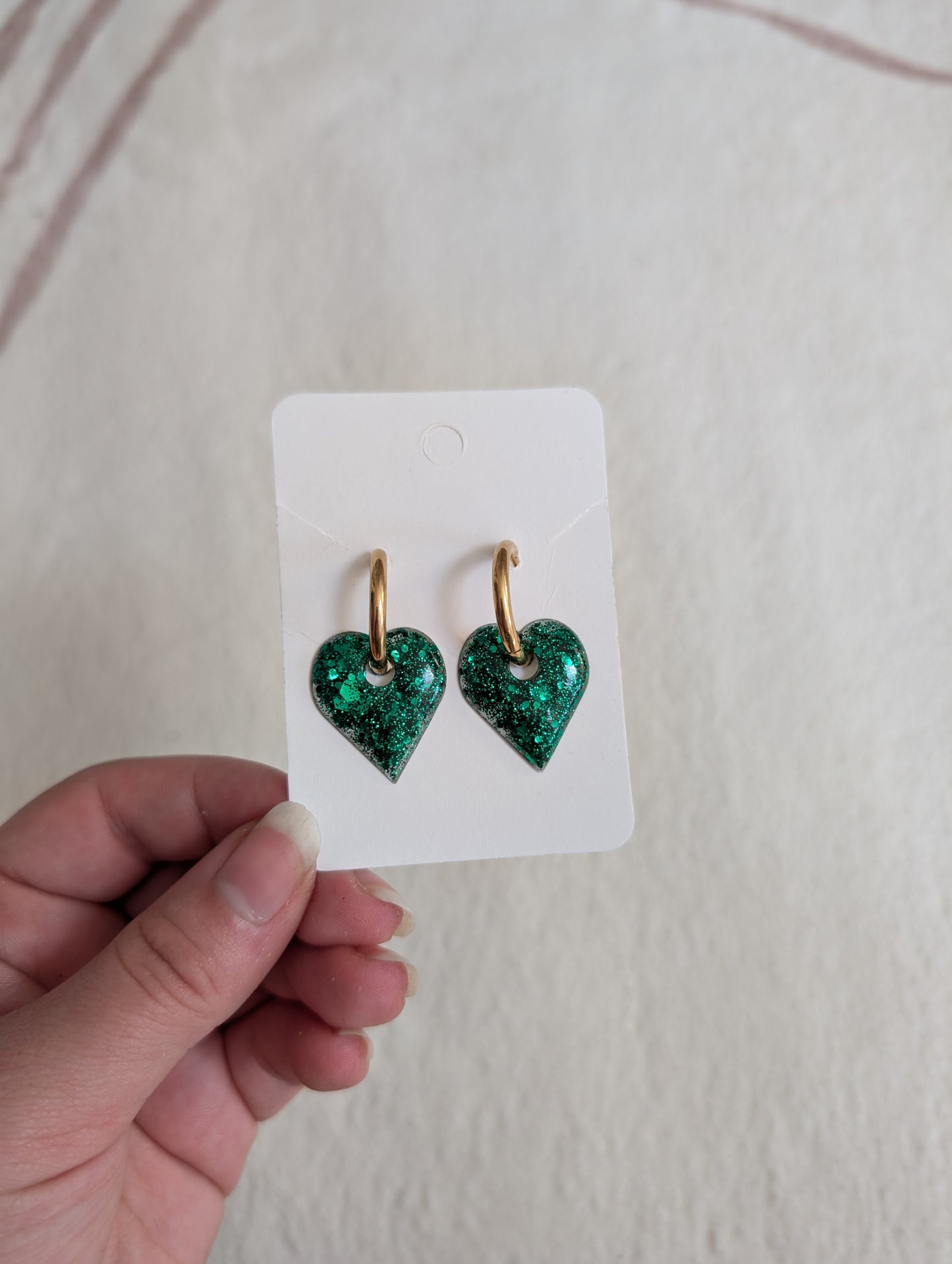 Pampille verte à paillettes