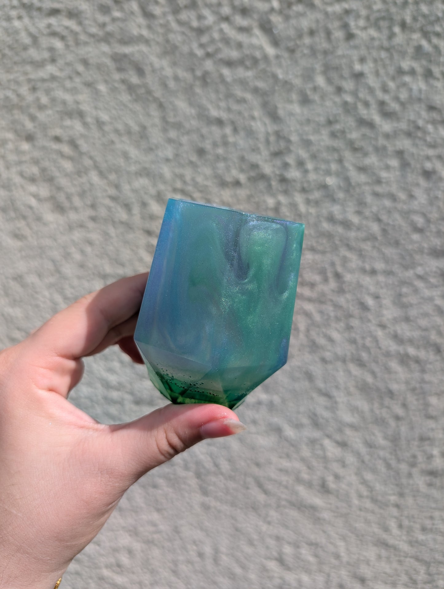Pot bleu vert violet