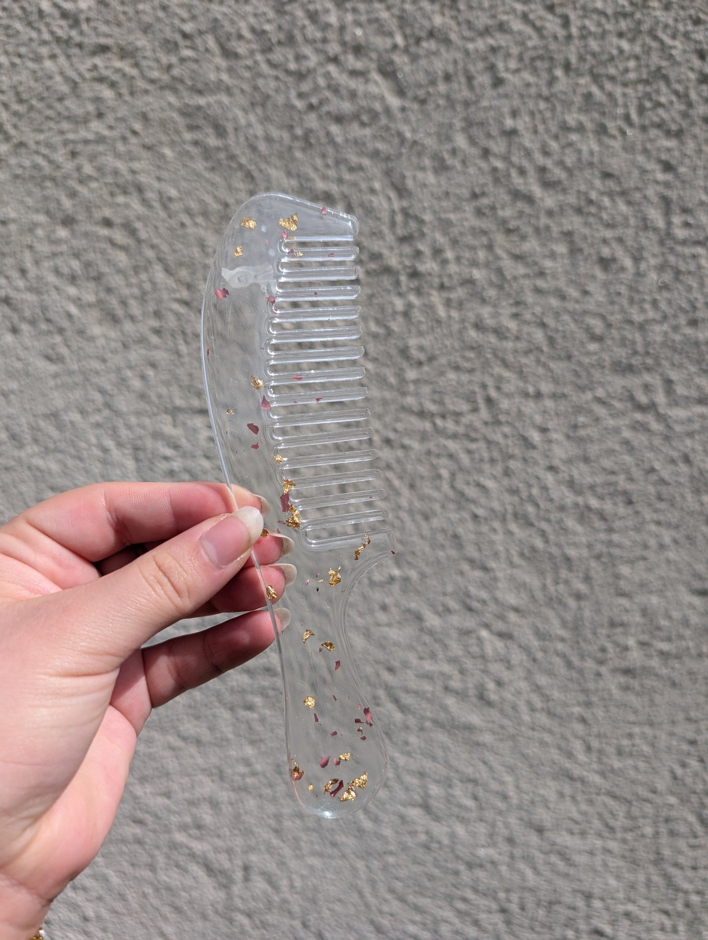 Peigne feuille d'or et rose