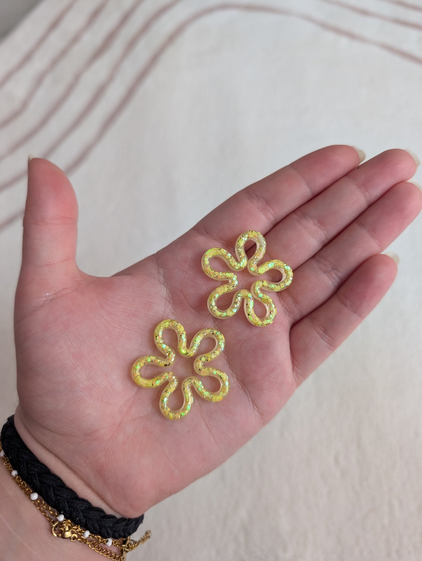 Pampille jaune à paillettes
