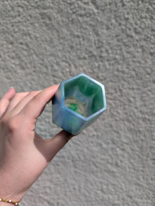 Pot bleu vert violet