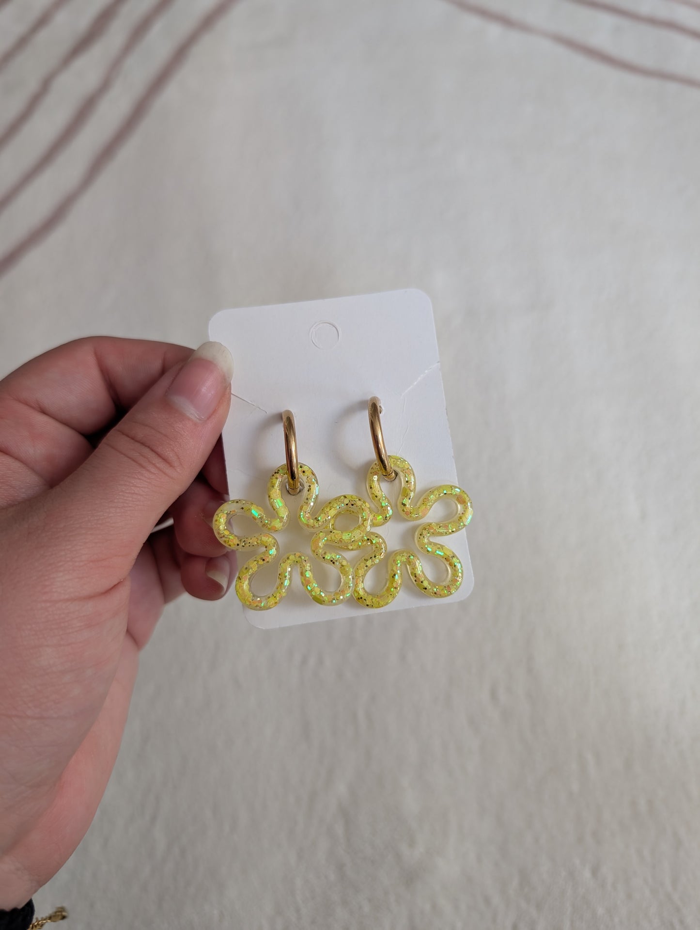 Pampille jaune à paillettes