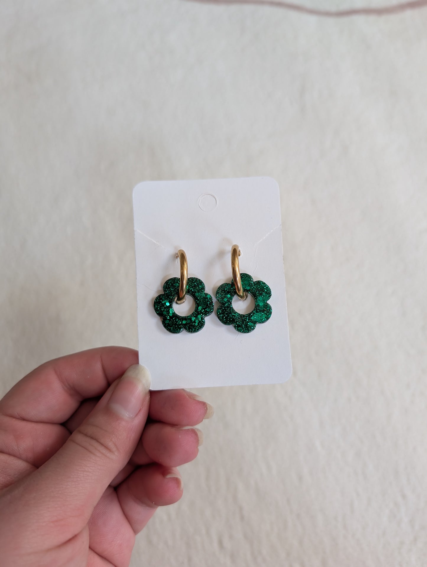 Pampille verte à paillettes