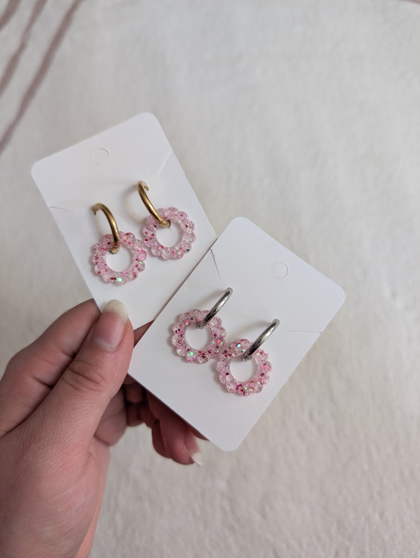 Pampille bulle rose à paillettes