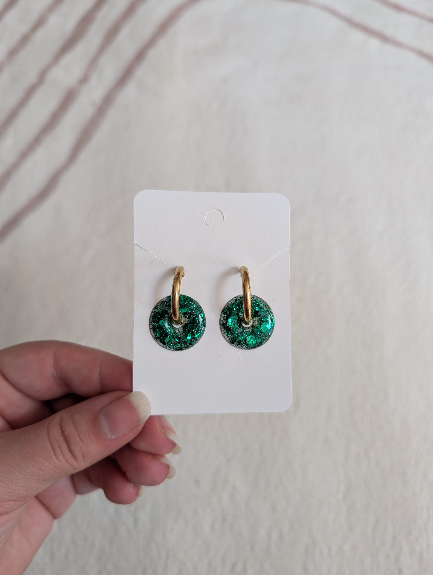 Pampille verte à paillettes