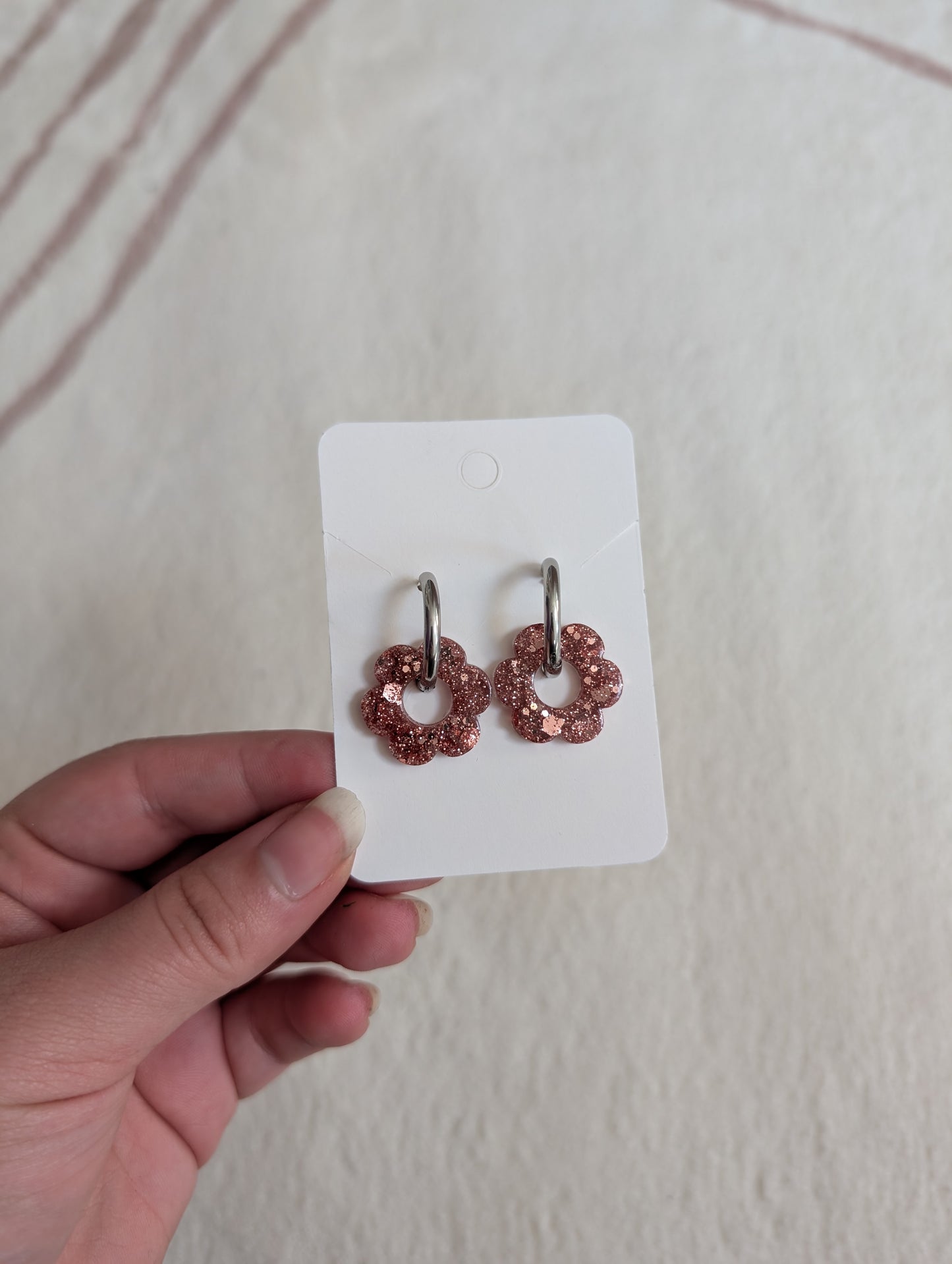 Pampille rose à paillettes