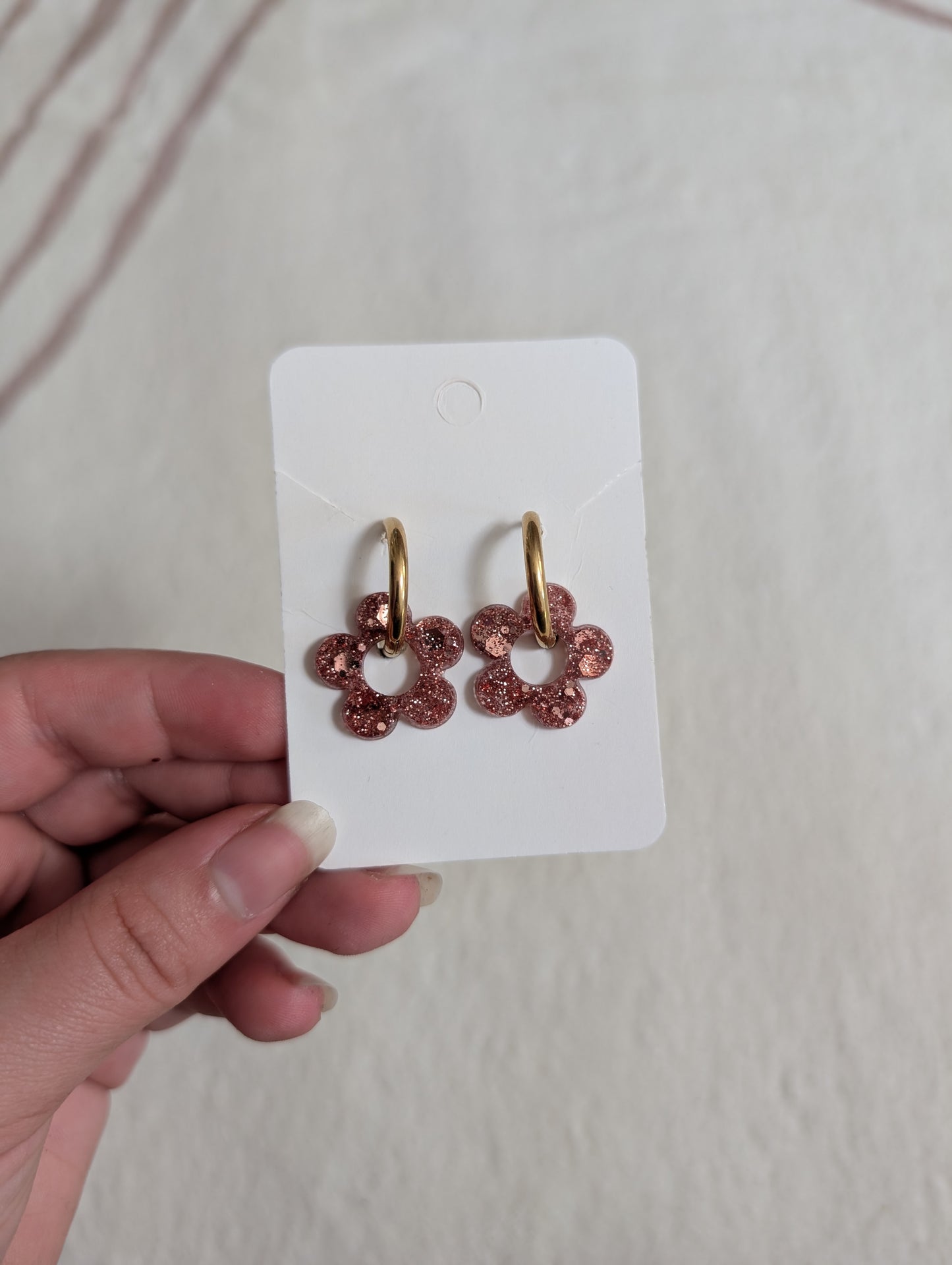 Pampille rose à paillettes