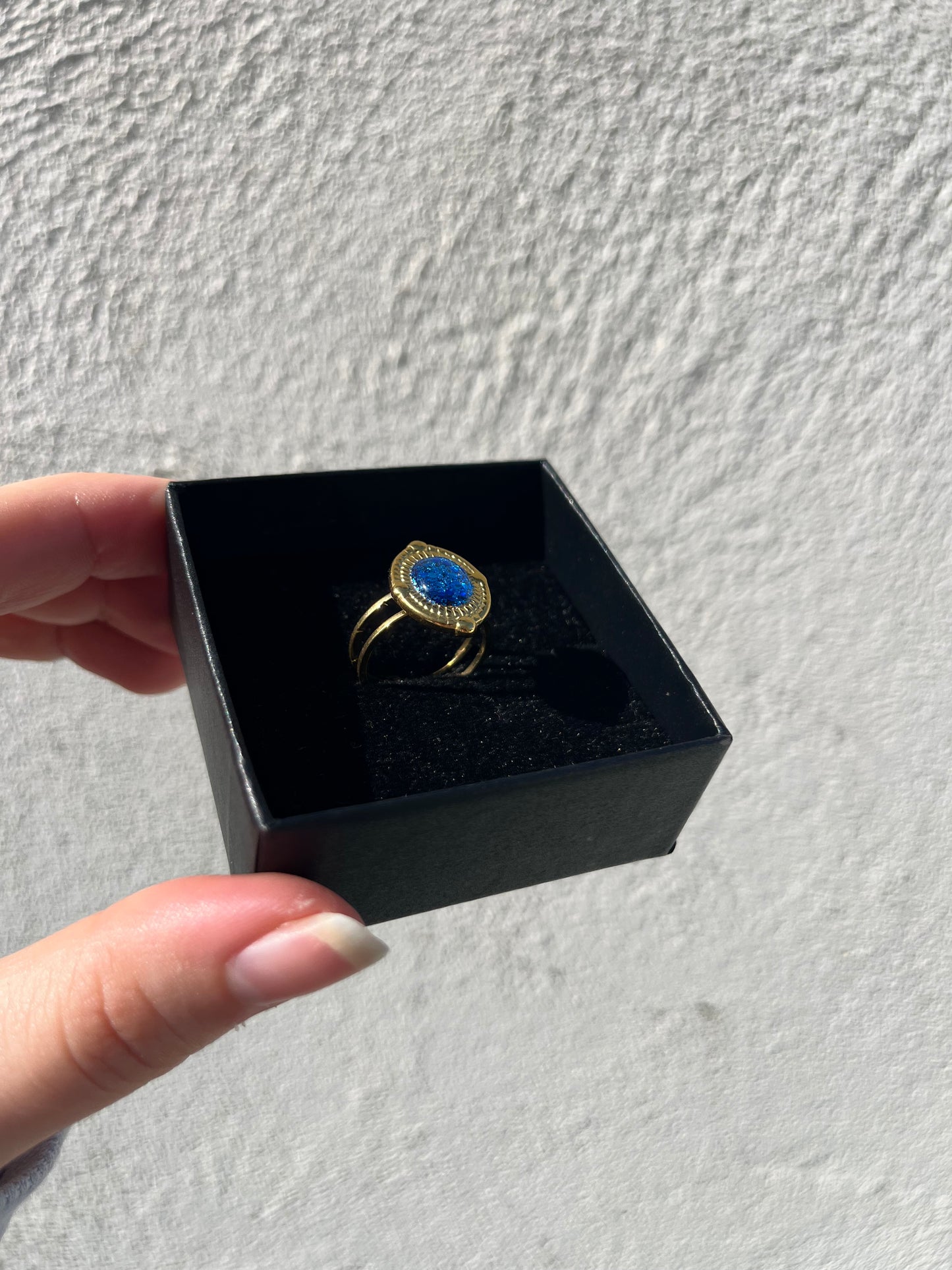 Bague acier inoxydable bleu