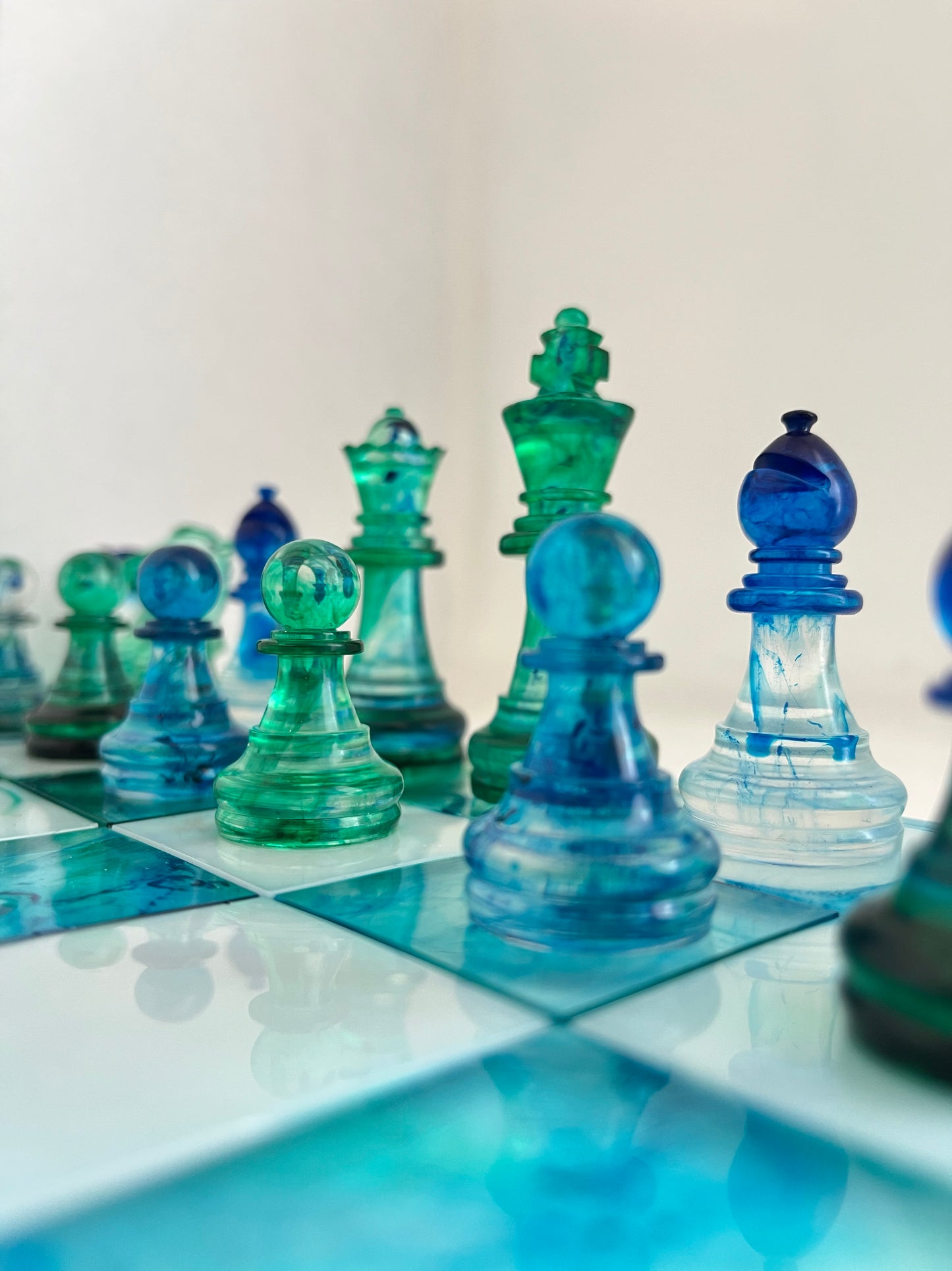 Jeu d’échec camaïeu bleu