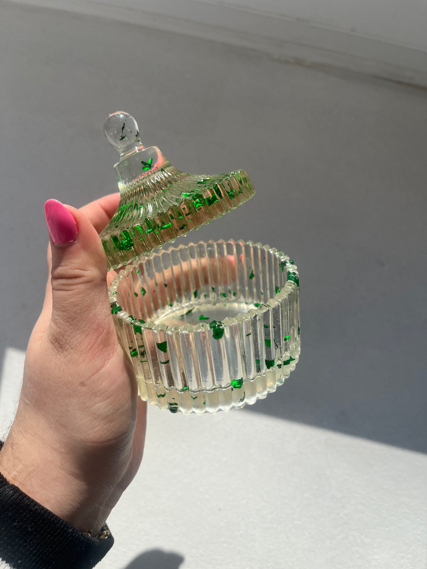 Boîte à bijoux feuille verte