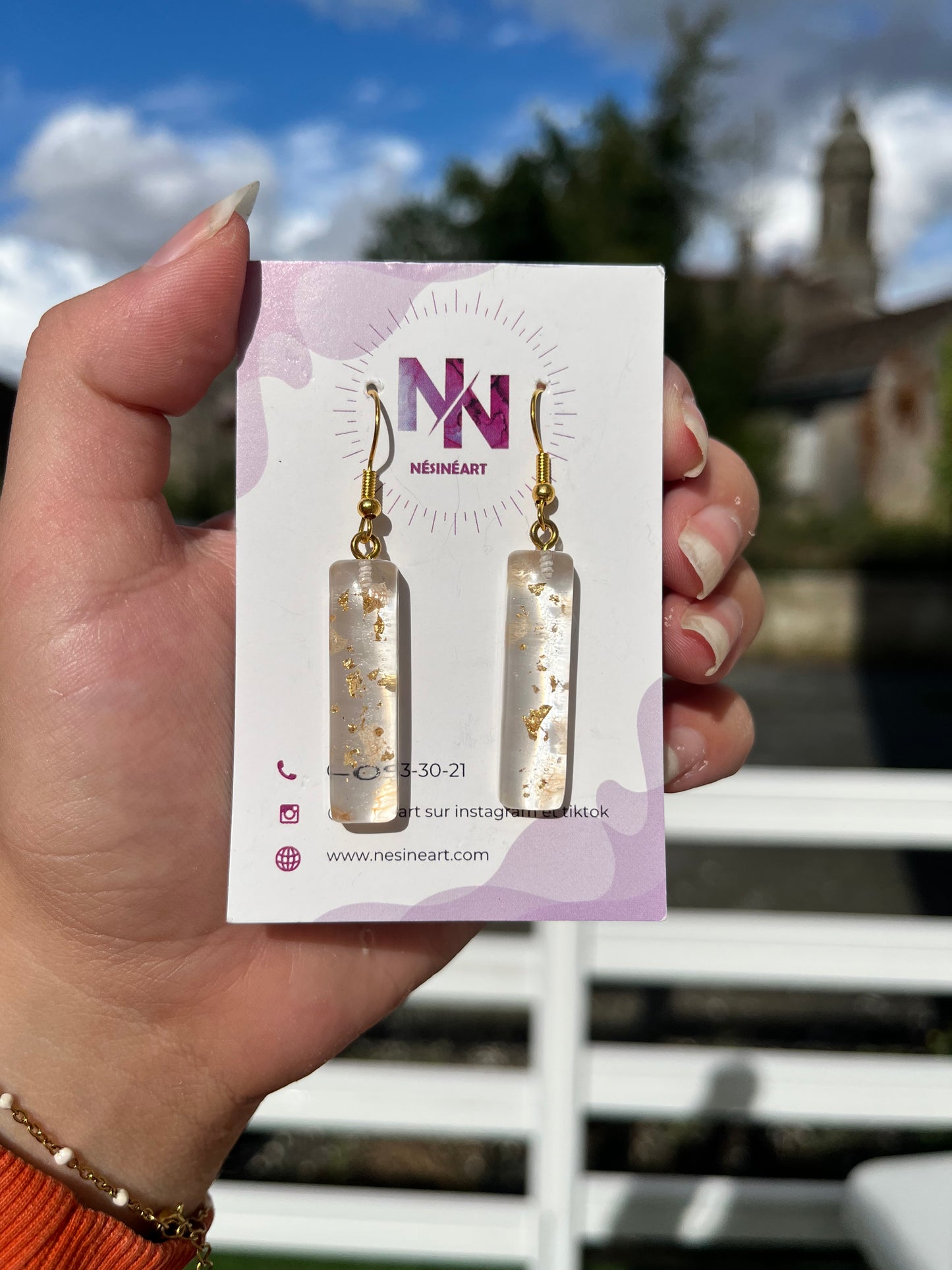 Boucle d’oreille fleurs séchées modèle « somptueuse »