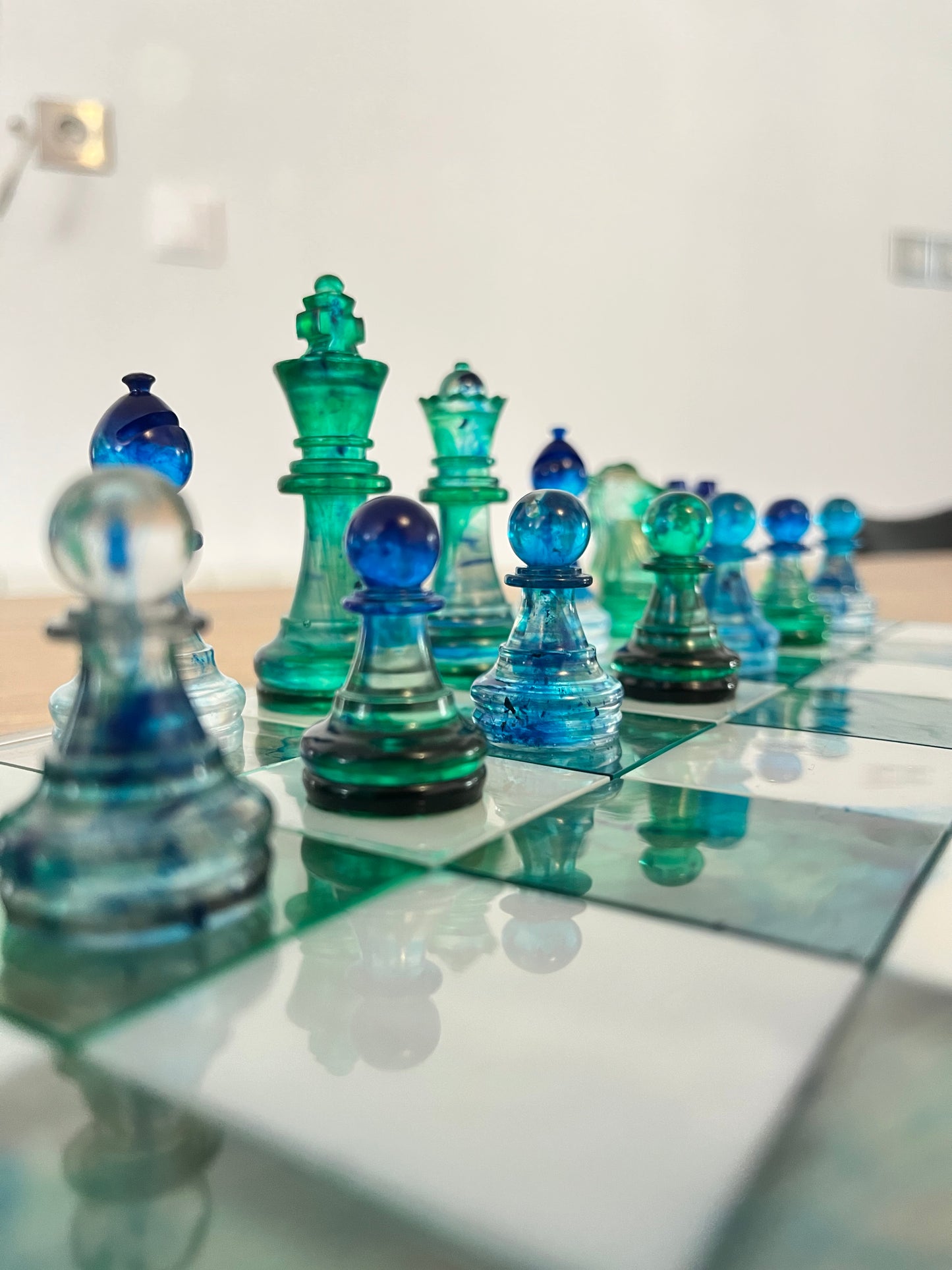 Jeu d’échec camaïeu bleu
