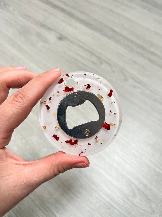 Décapsuleur rond blanc transparent et rouge