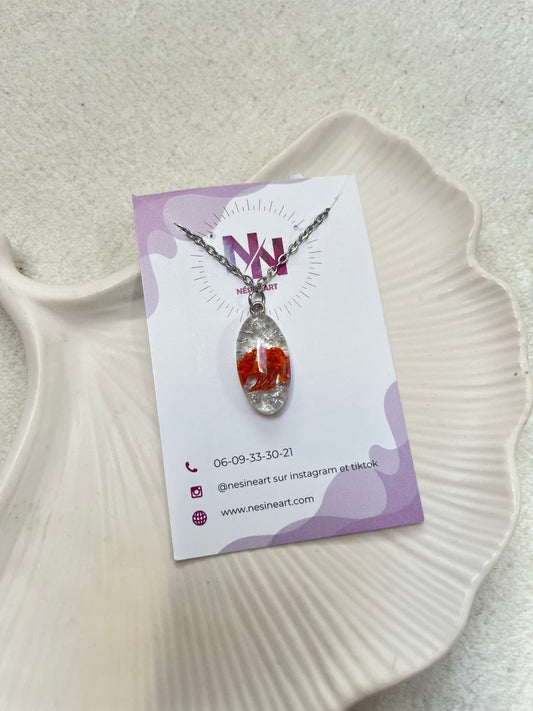 Collier fleur séchée orange