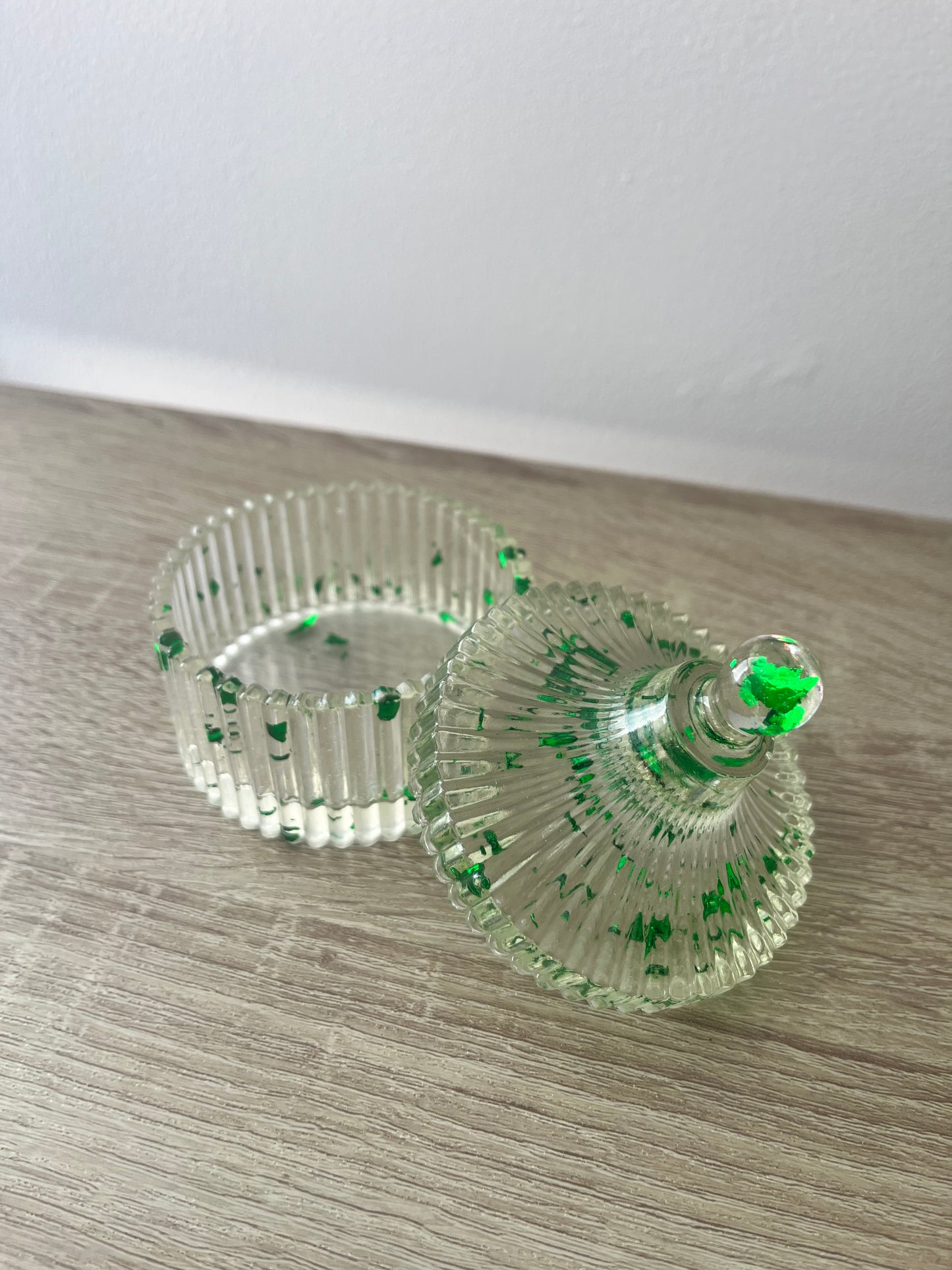 Boîte à bijoux feuille verte