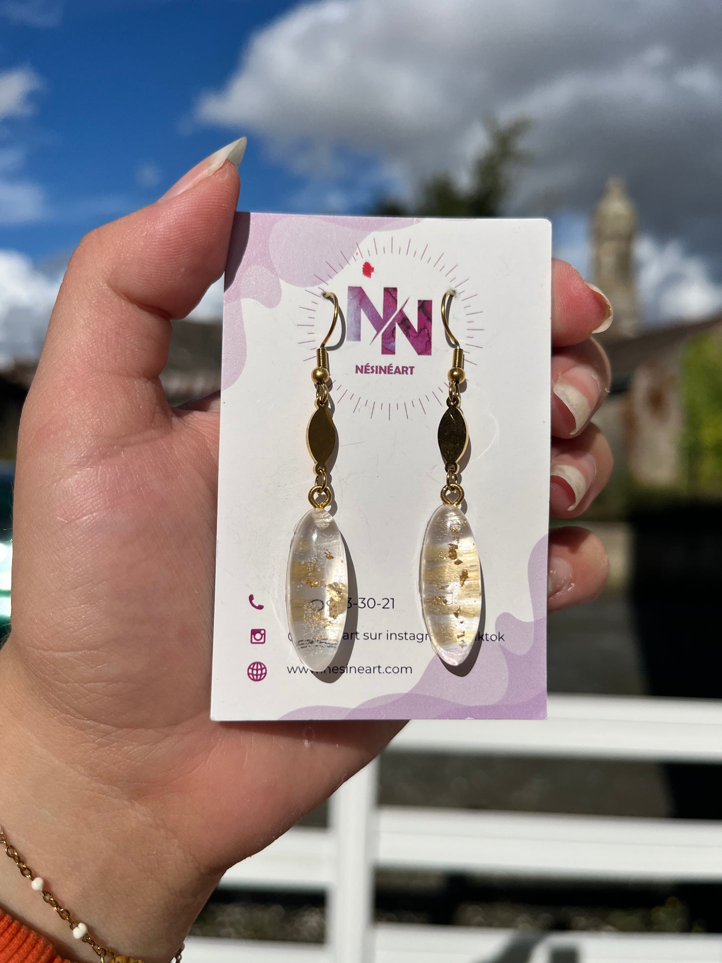Boucle d’oreille fleurs séchées modèle « Charmante »