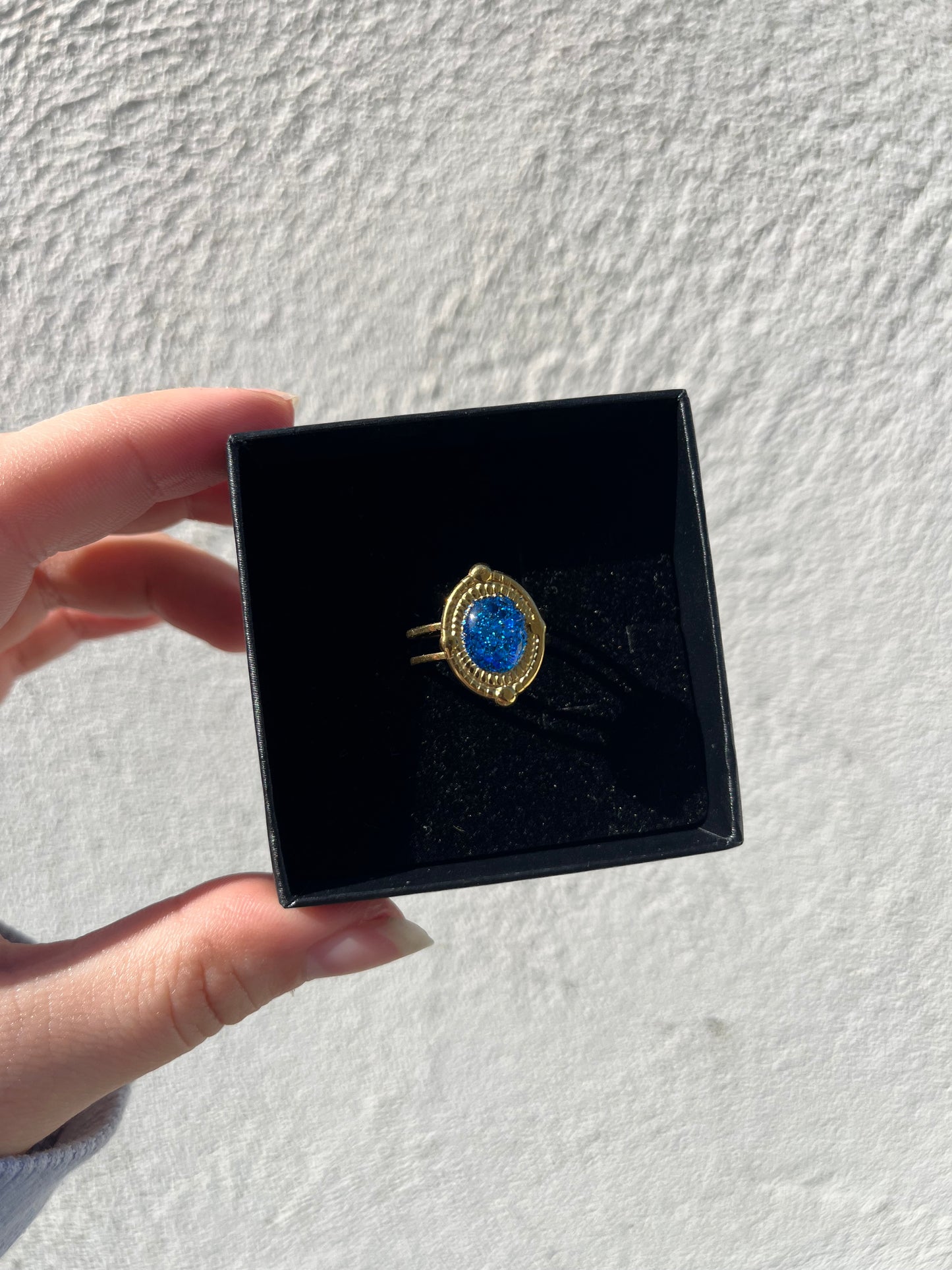 Bague acier inoxydable bleu