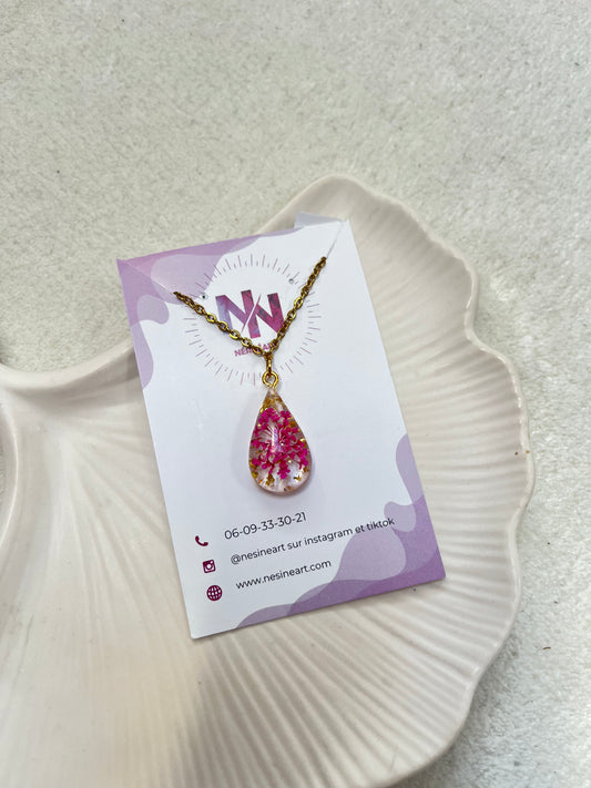 Collier fleur séchée « ammi rose »