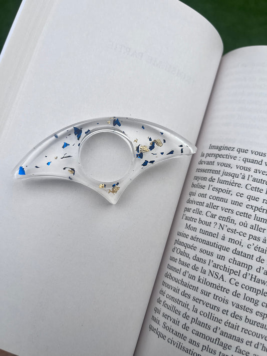 Bague de lecture bleu et or