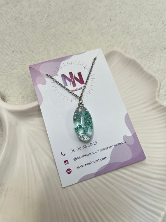 Collier fleur séchée « Ammi bleu »