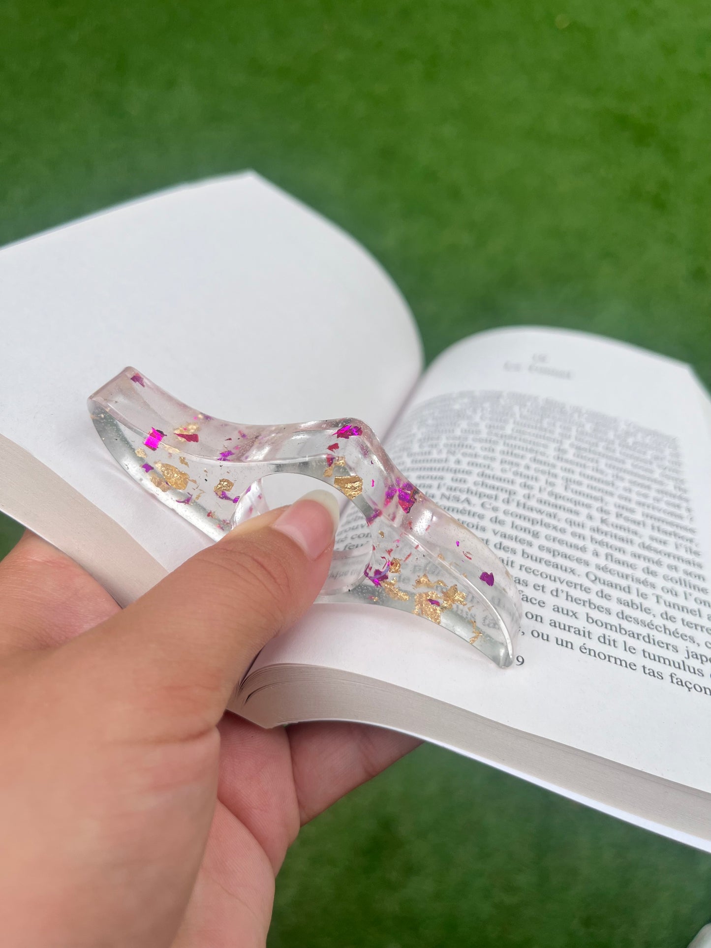 Bague de lecture fushia et or
