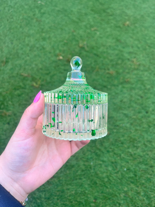 Boîte à bijoux feuille verte