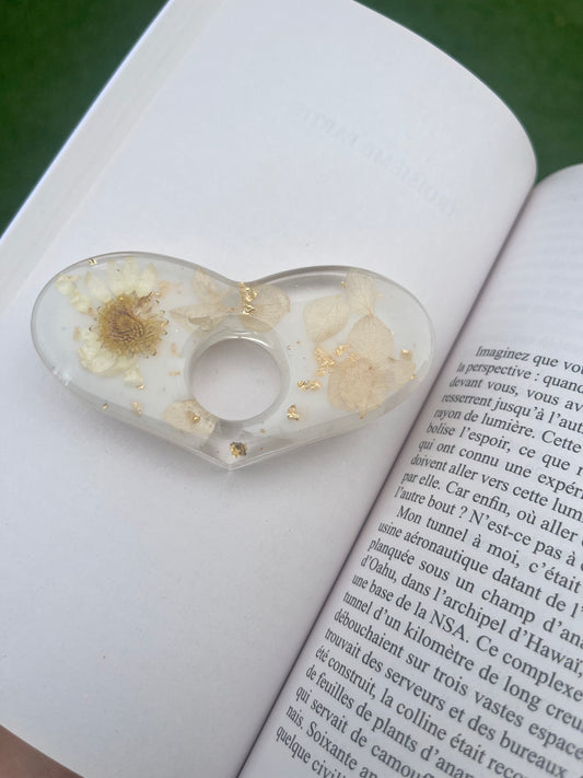 Bague de lecture fleurs blanches