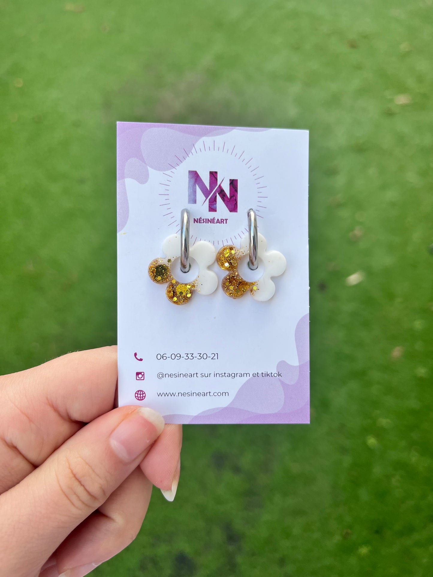 Pampille blanc et paillettes