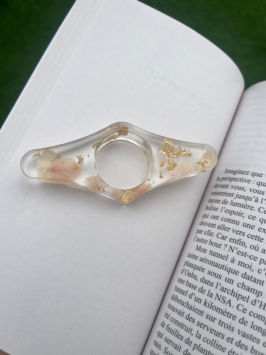 Bague de lecture fleurs et or