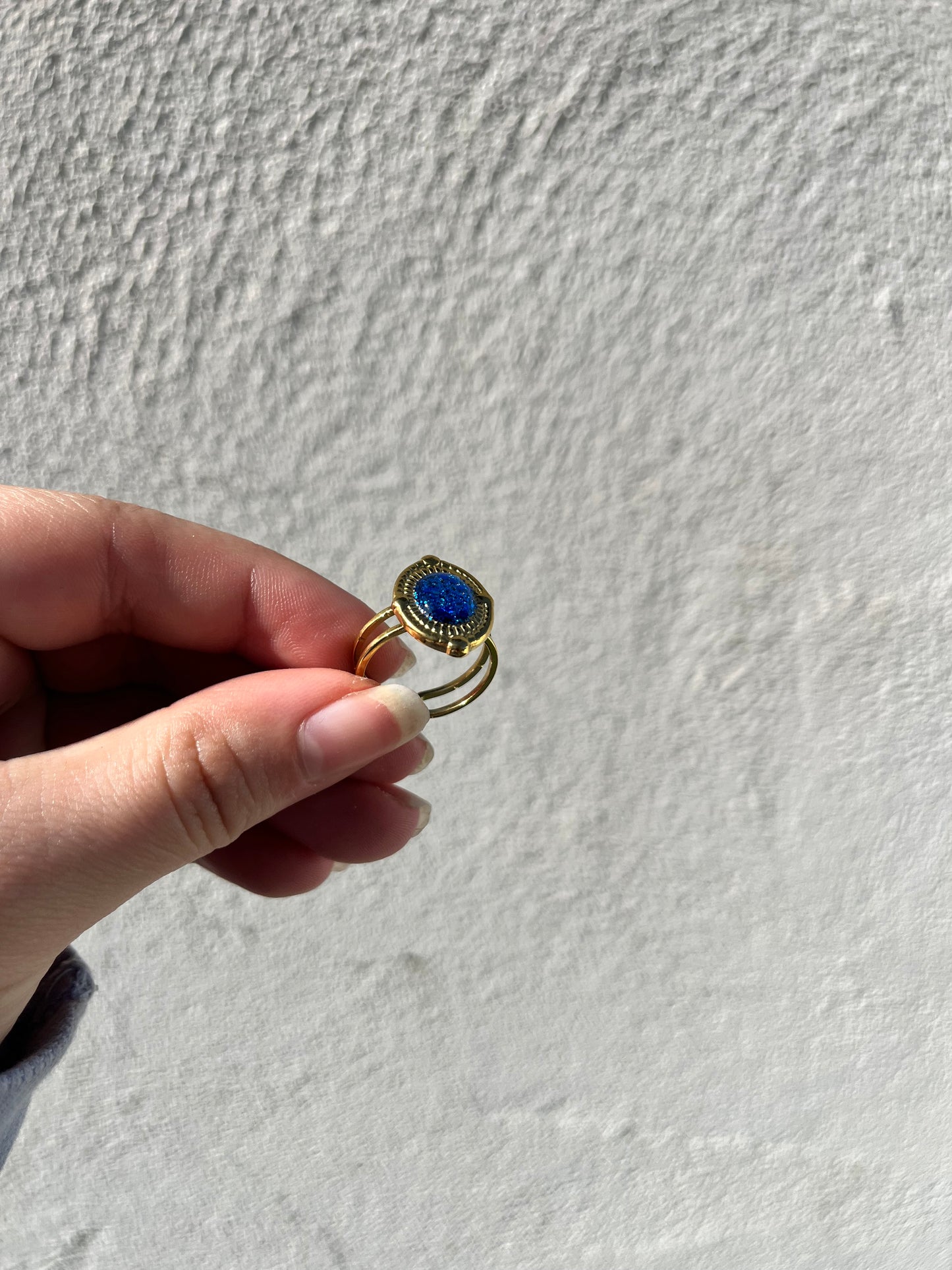 Bague acier inoxydable bleu