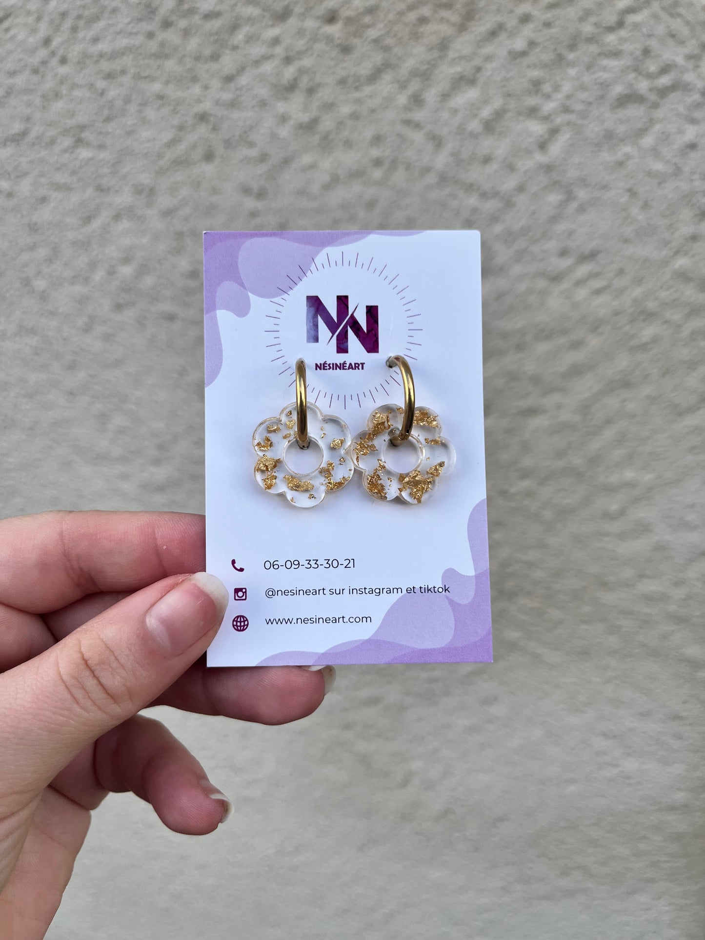 Pampille feuilles d’or et transparent