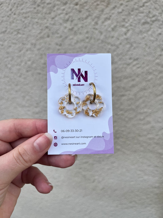 Pampille feuilles d’or et transparent