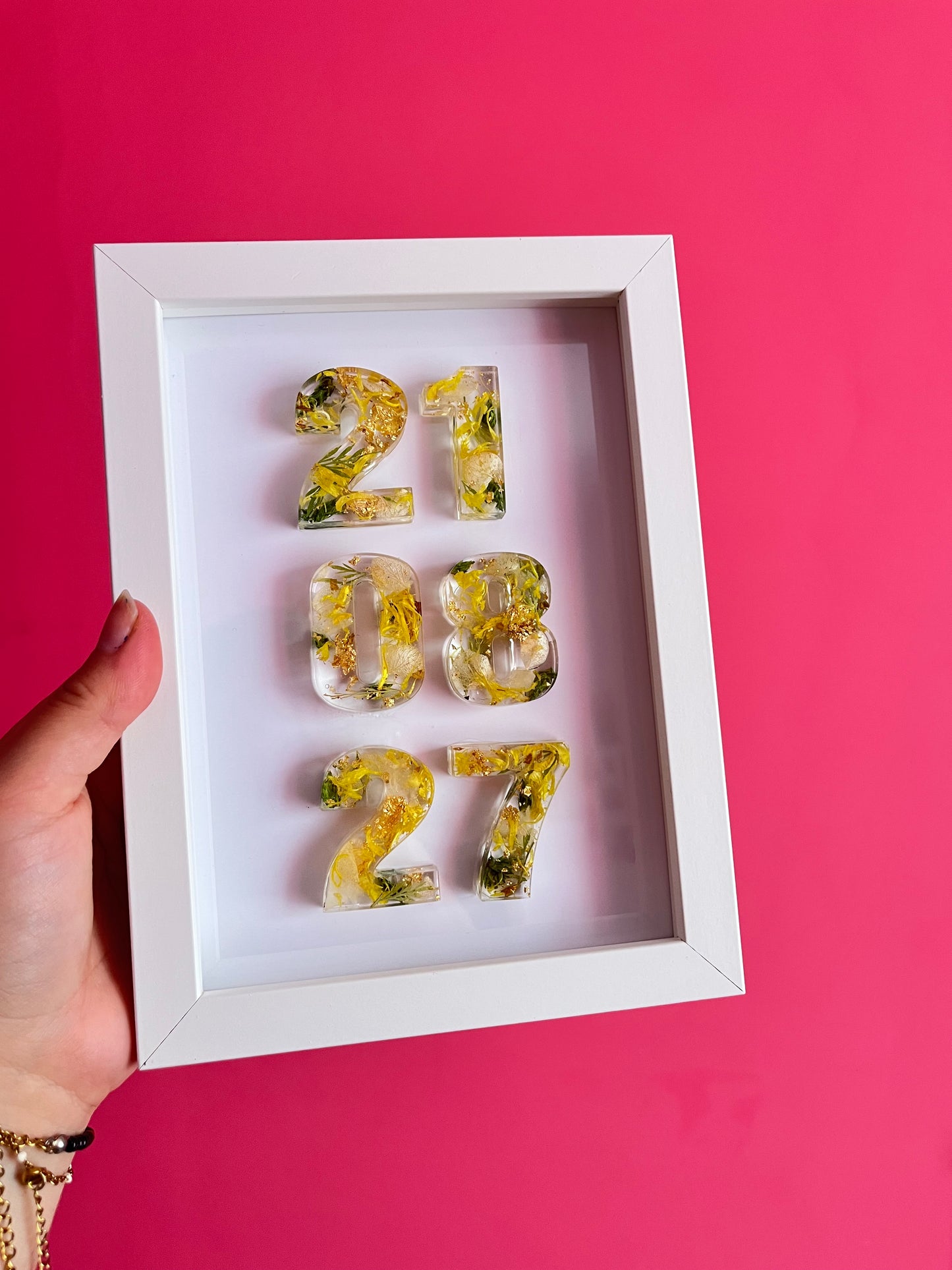 Cadre date fleurs séchées