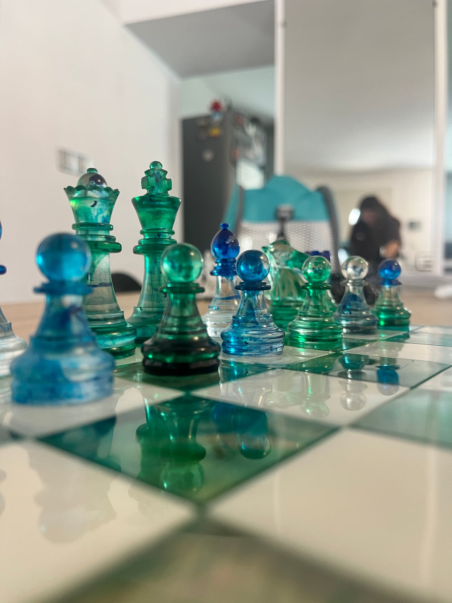 Jeu d’échec camaïeu vert