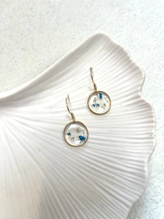 Boucle d’oreille fleurs séchées modèle « ronde »
