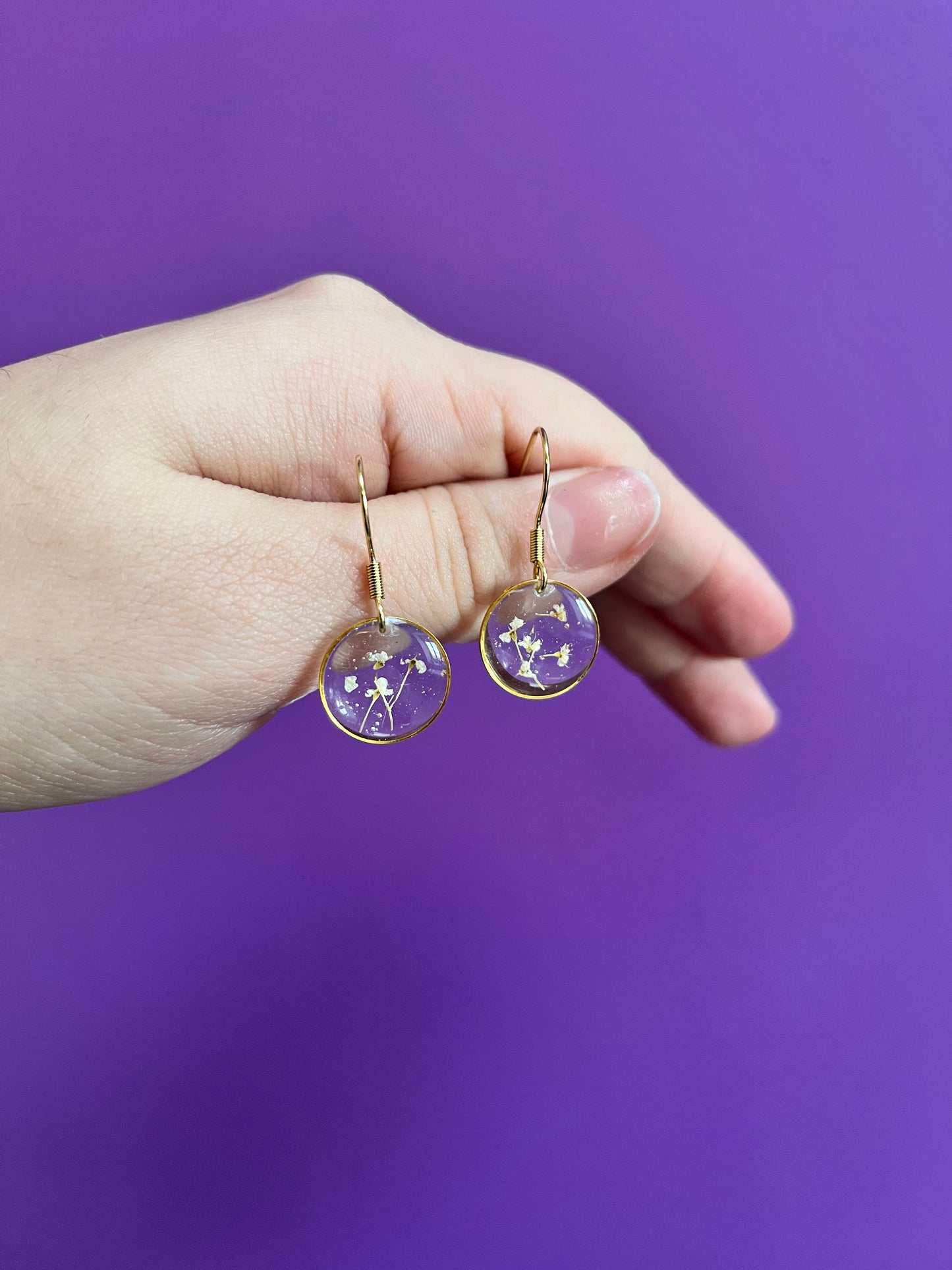 Boucle d’oreille fleurs séchées modèle « ronde »