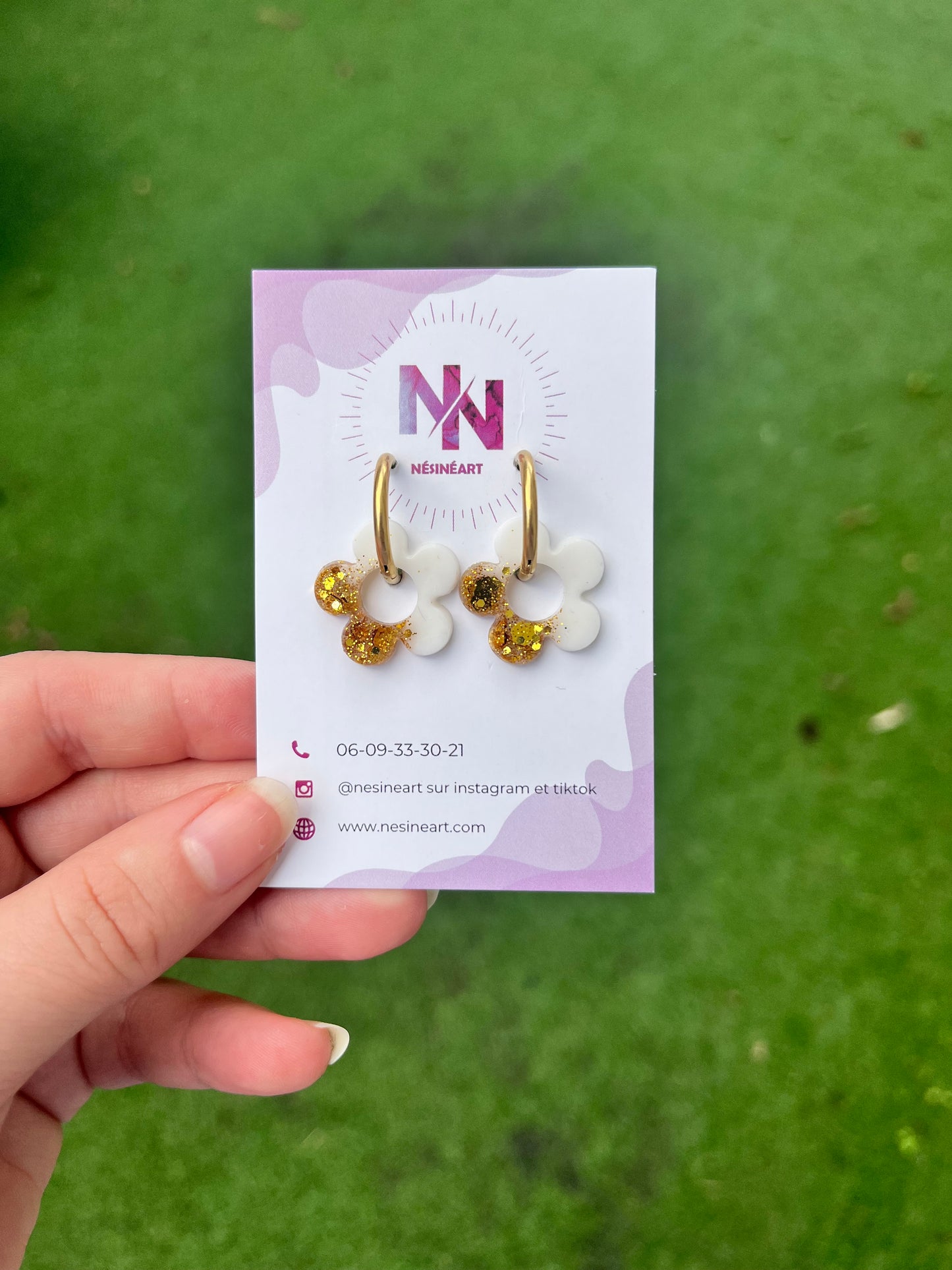 Pampille blanc et paillettes