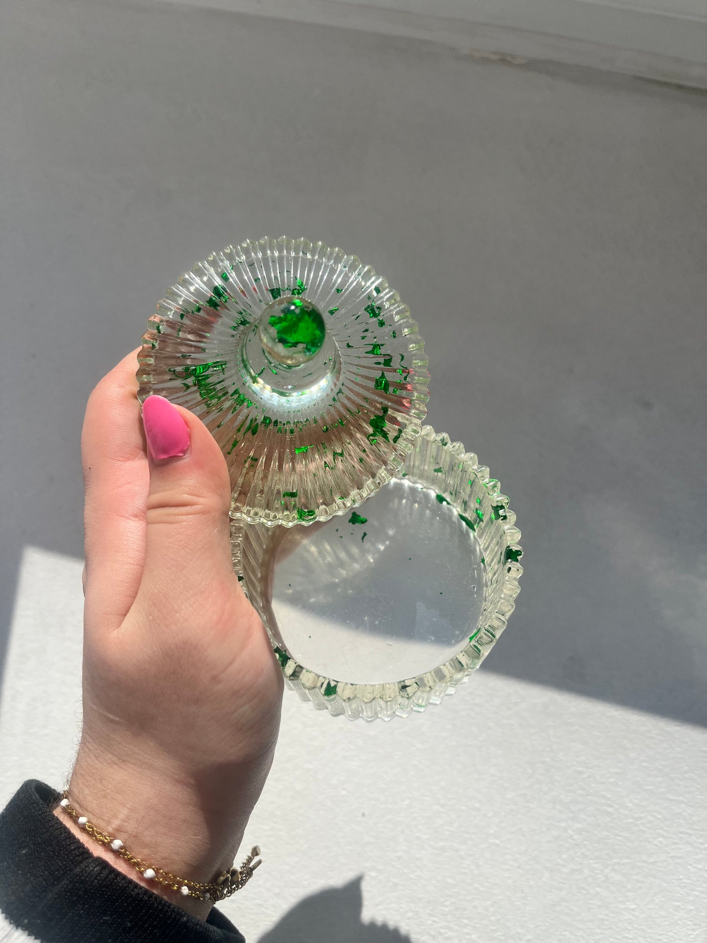 Boîte à bijoux feuille verte