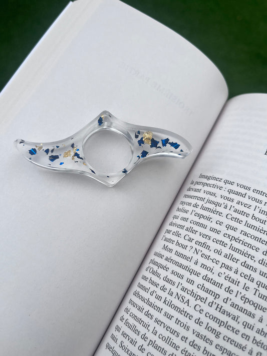 Bague de lecture bleu et or